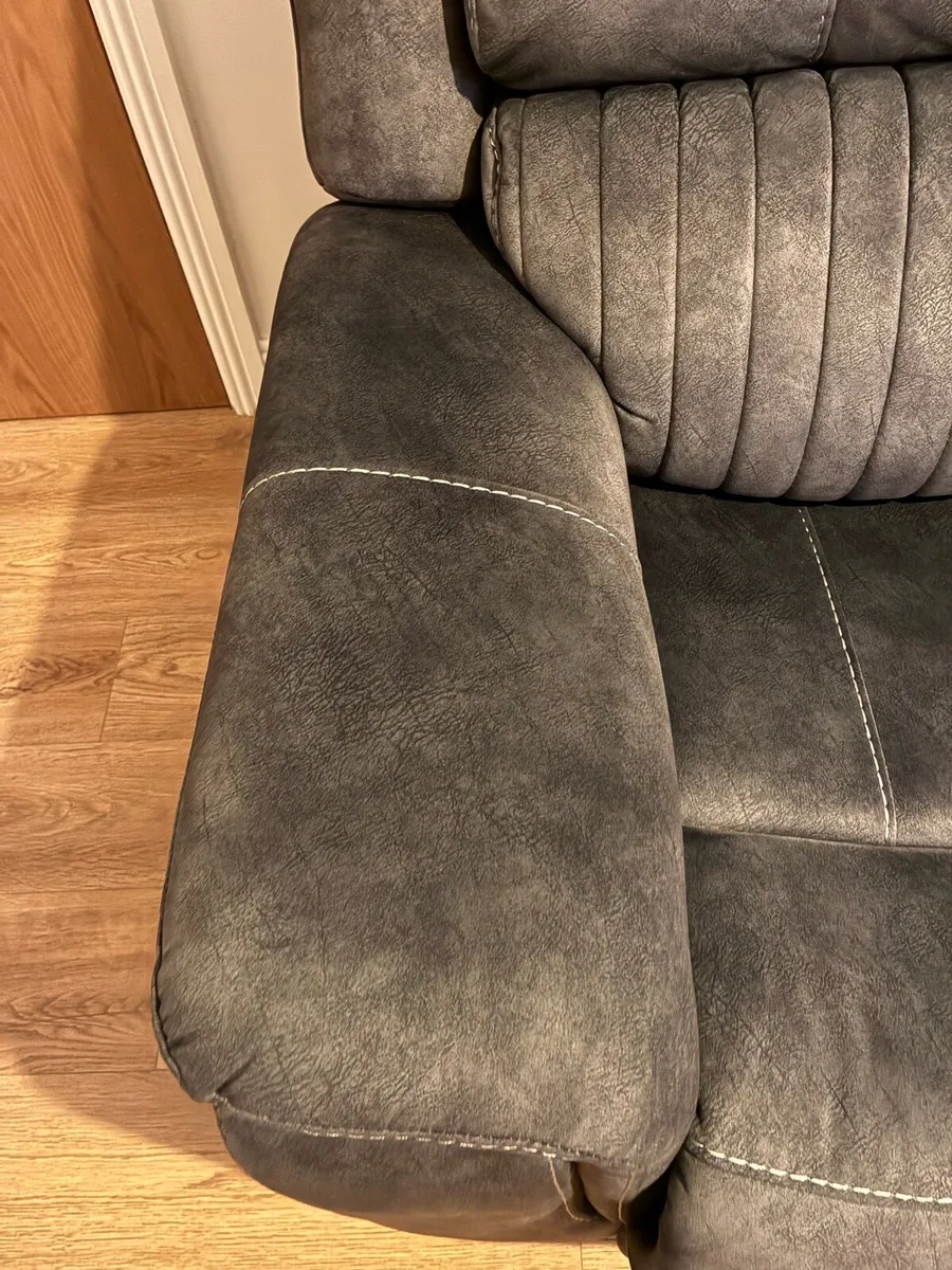 X2 2 seater grey suede recliner couches - Image 3