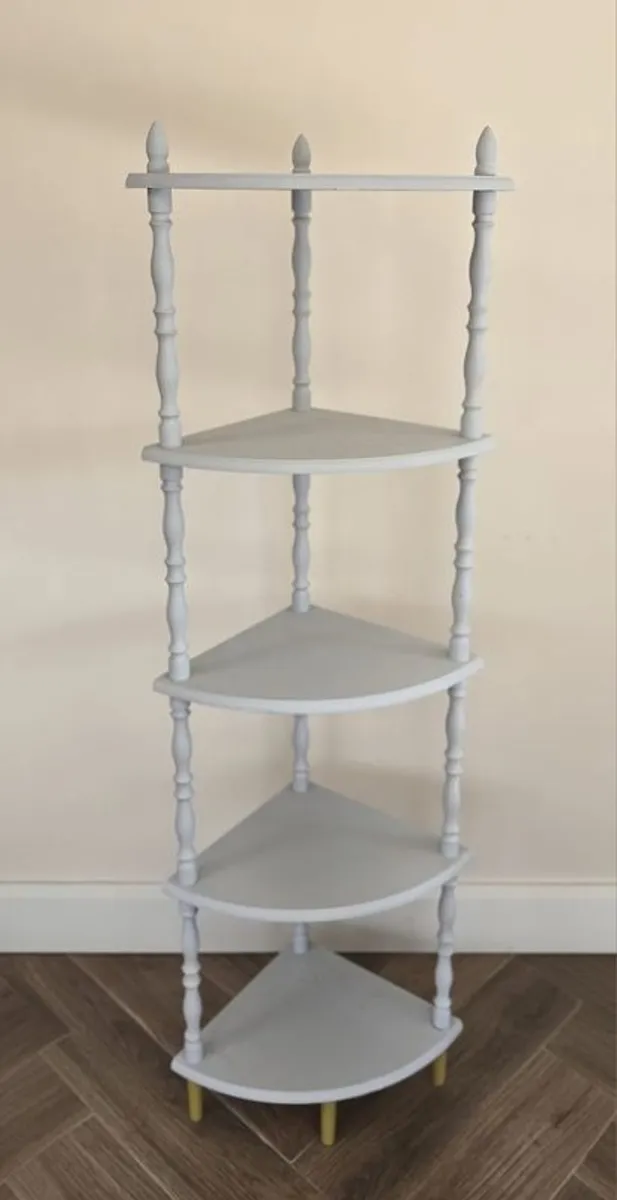 Upcycled Grey Corner Vintage Shelving Unit, 5 Tiers