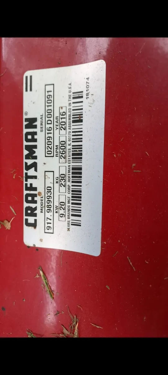 2016 Craftsman Ride-On Lawnmower – 38" Deck - Image 1