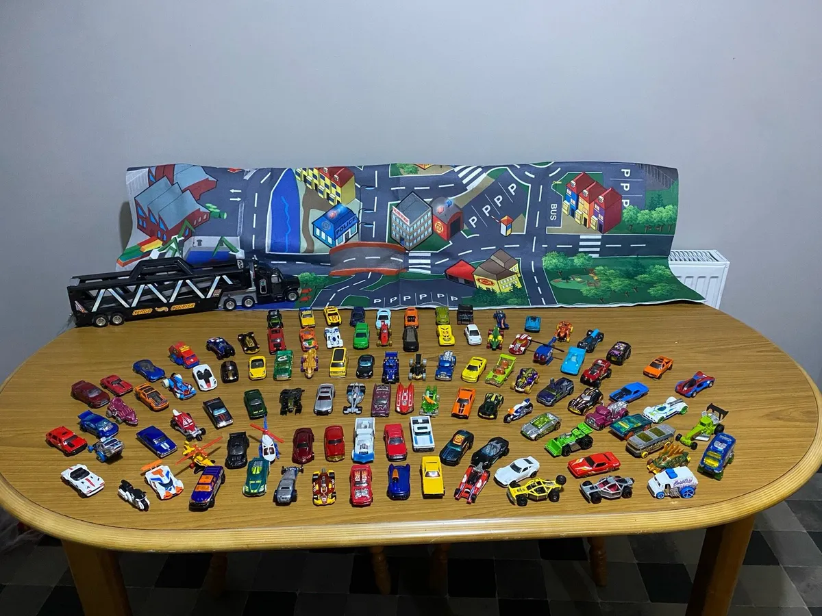 Used 100+ Hot-wheels with truck and play-mat - Image 1