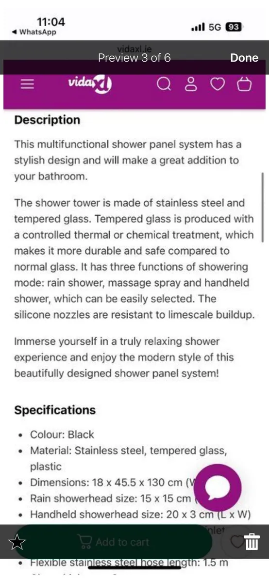 Shower vidaXL Shower Panel Unit - Image 4