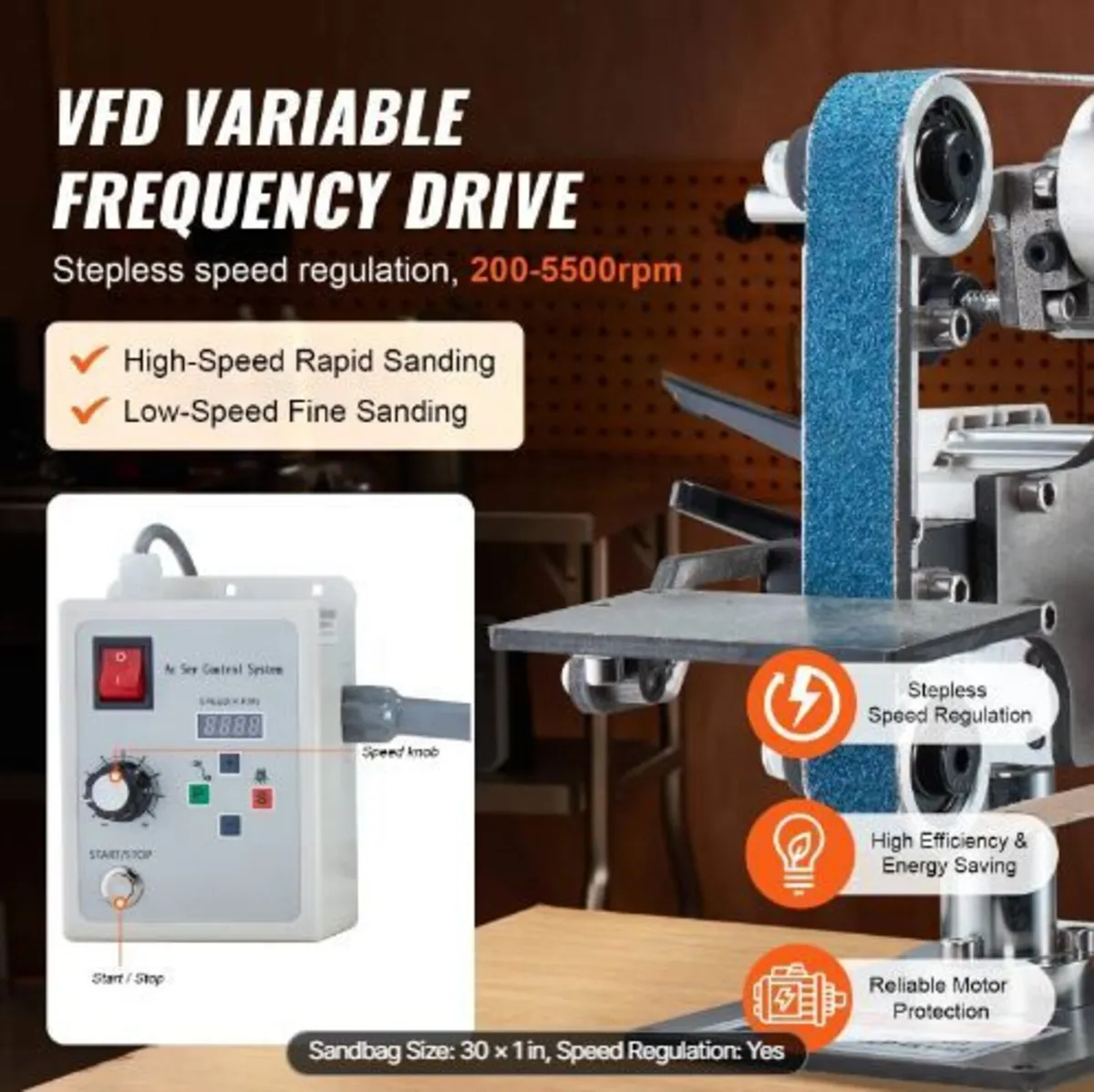 Belt Grinder Sander, 30 x 1-Inch Variable - Image 4