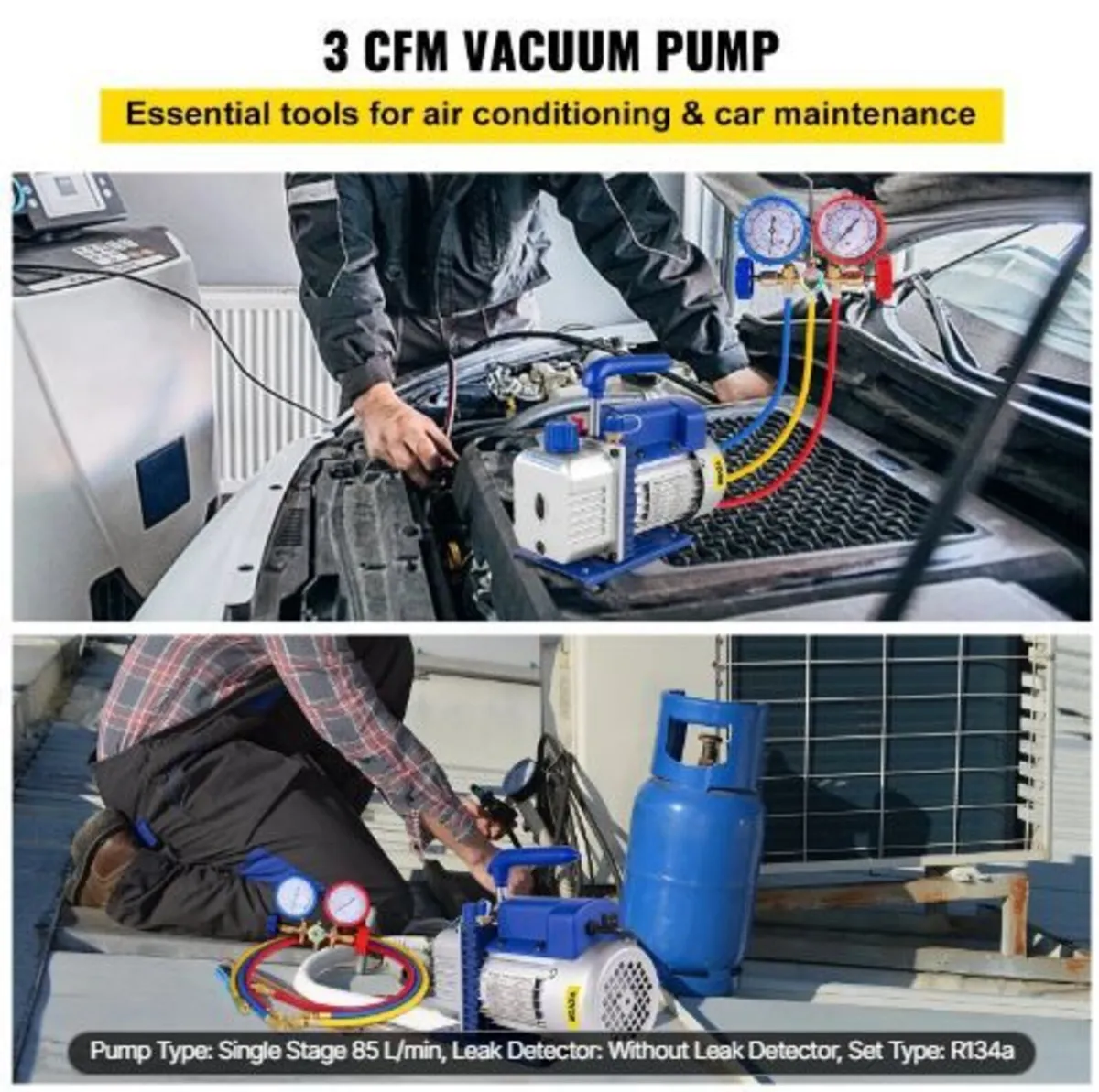 3CFM 1/4HP Refrigerant Vacuum Pump Kit - Image 2