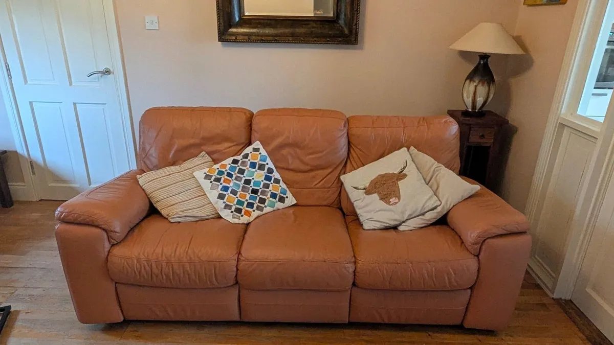 Leather sofa  and armchair - Image 2