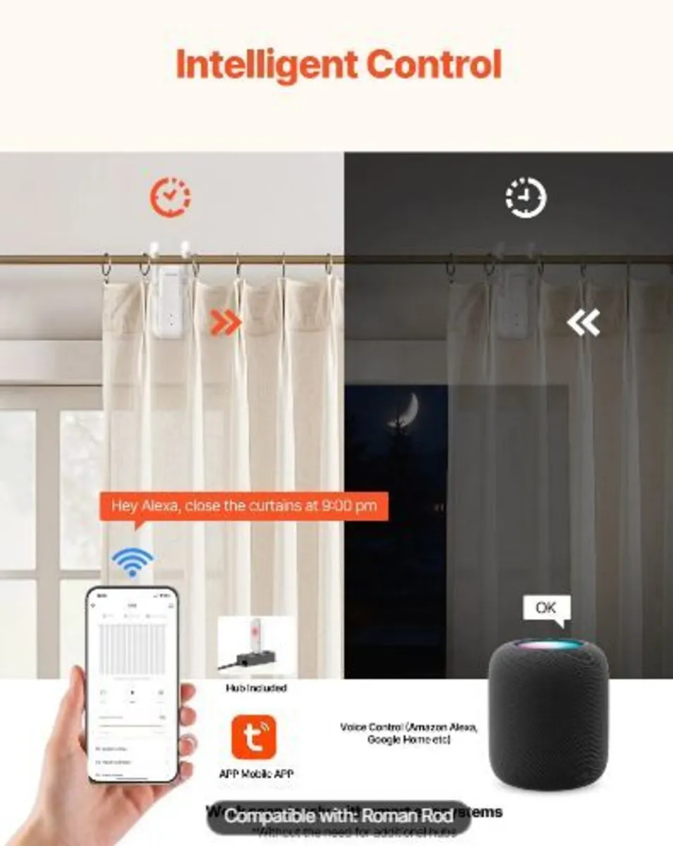 Automatic Curtain Opener, APP and Remote Control - Image 3