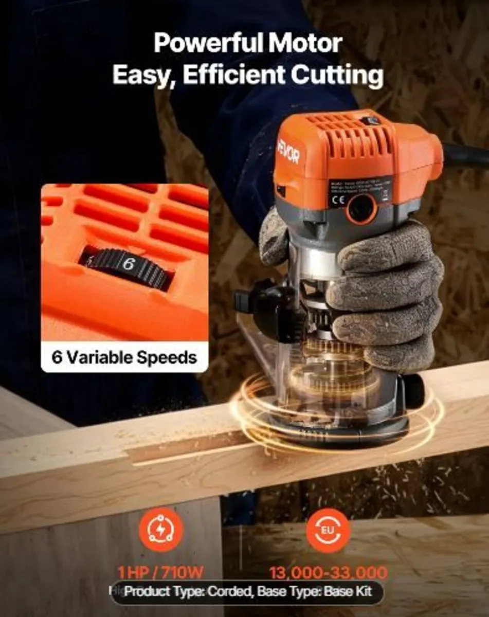 Wood Router, 1 HP 710W, Variable Speed - Image 2