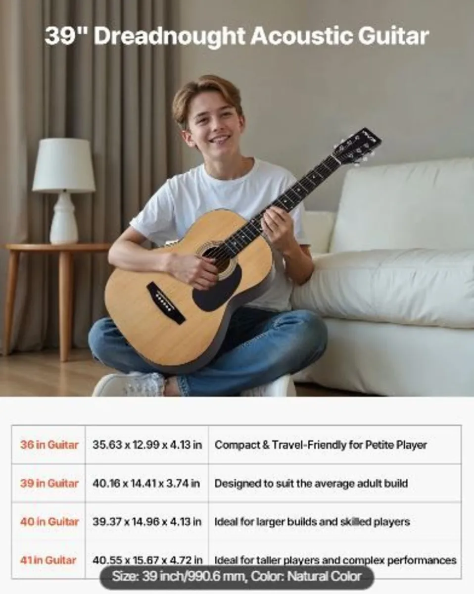 39 in / 990.6 mm Dreadnought Acoustic Guitar - Image 2