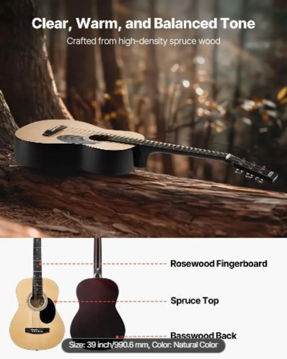 39 in / 990.6 mm Dreadnought Acoustic Guitar - Image 3