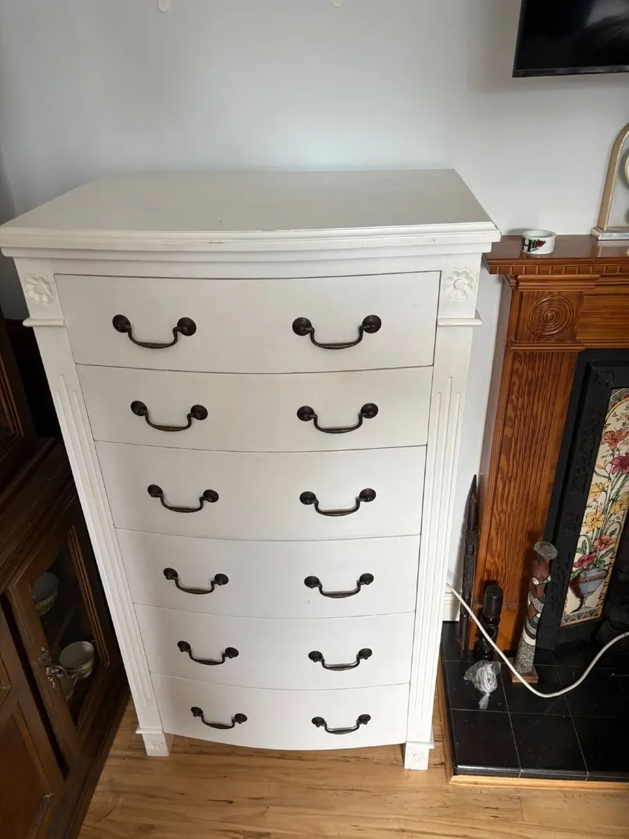 White Wood Chest of Drawers - Image 1