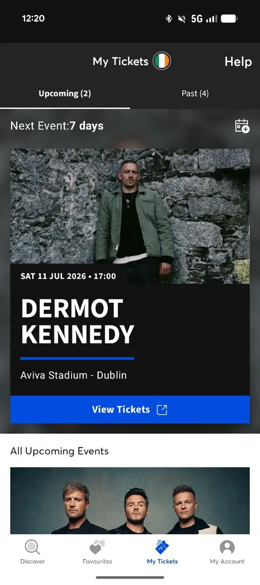 2 Dermot Kennedy standing tickets, Aviva, July 11