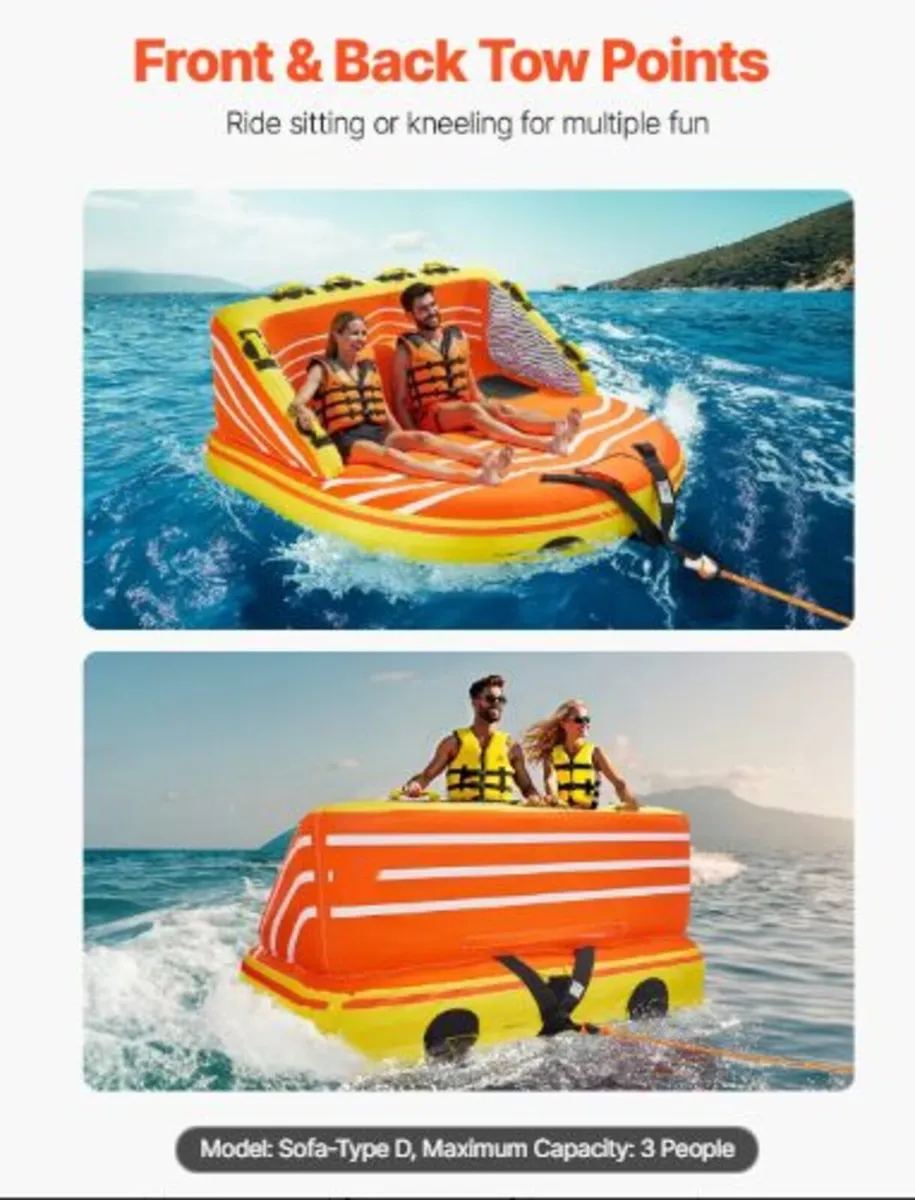 Towable Tube for Boating, 1-3 Riders Inflatable - Image 2