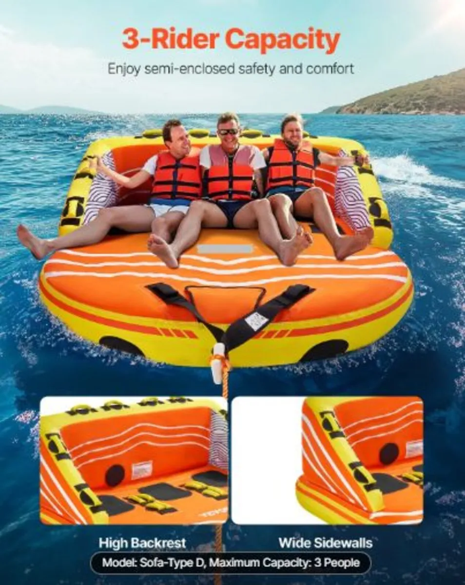 Towable Tube for Boating, 1-3 Riders Inflatable - Image 3