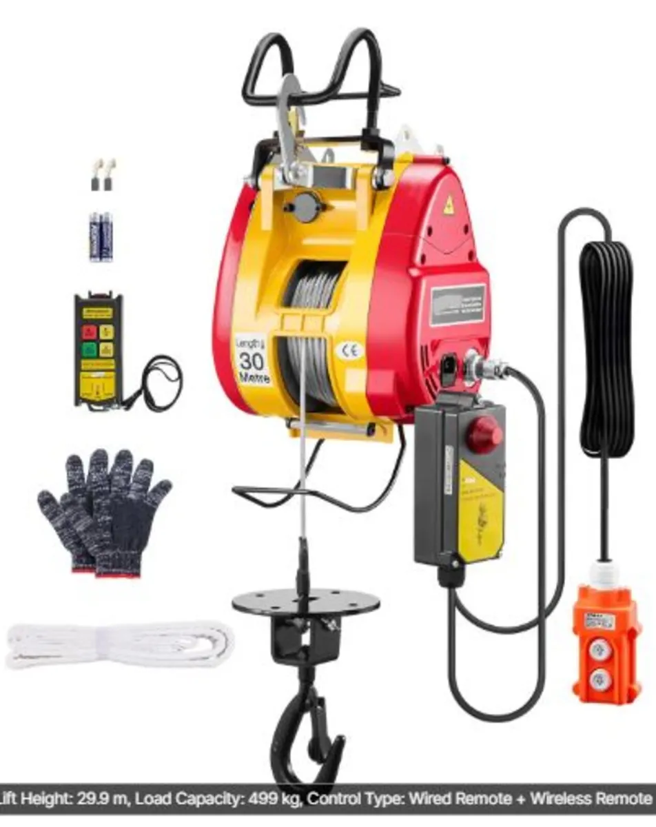 2-in-1 Electric Hoist Winch, 1100 lbs Capacity, - Image 1