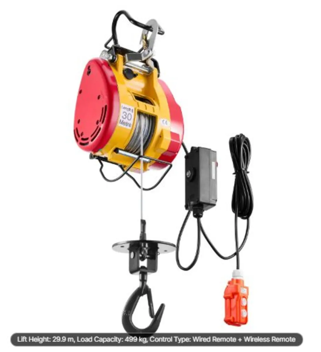 2-in-1 Electric Hoist Winch, 1100 lbs Capacity, - Image 4