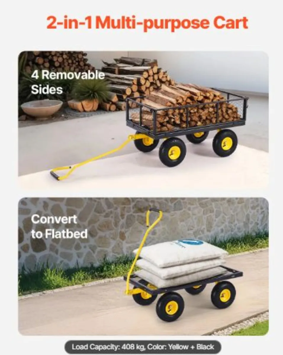 900 Lbs Heavy Duty Steel Garden Cart, Garden Wagon - Image 3
