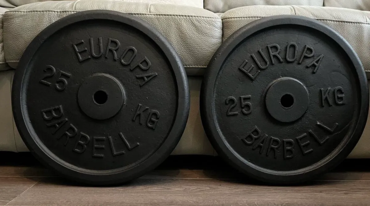 2x25kg standard 1” diameter cast iron weight - Image 1