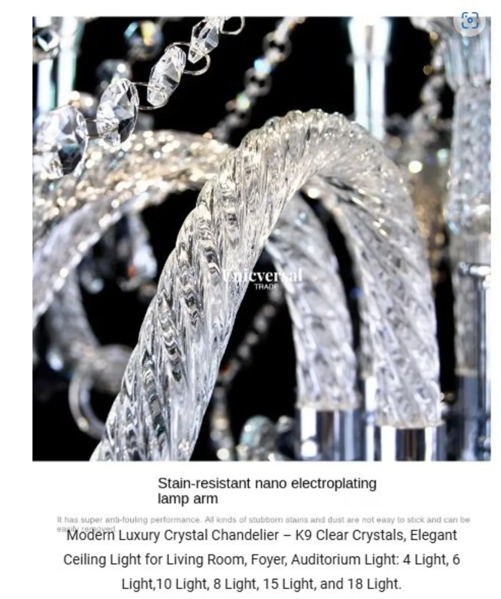 4 Light Modern Chandelier Crystal Brilliance Above - Image 4