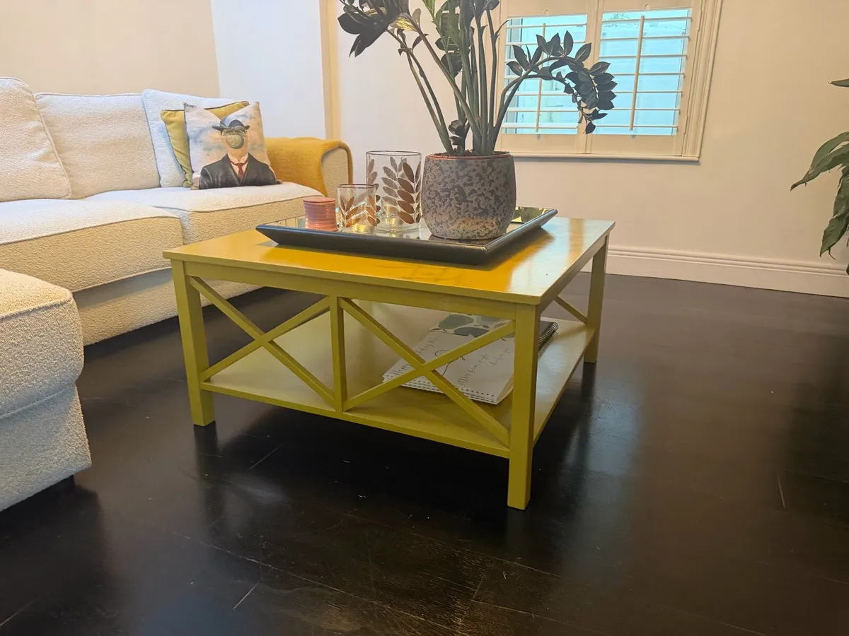 Yellow Hand Painted Coffee Table - Image 2