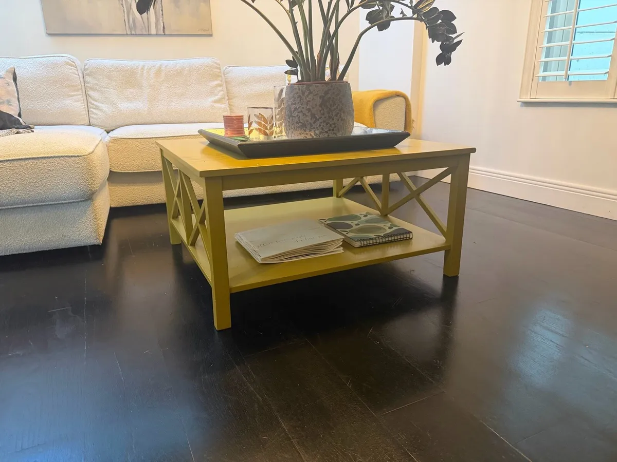 Yellow Hand Painted Coffee Table - Image 3