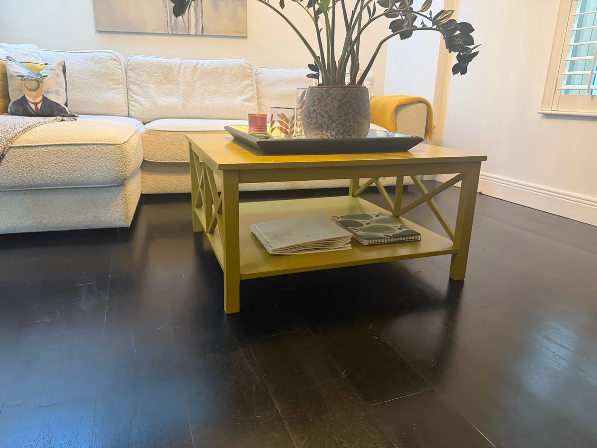 Yellow Hand Painted Coffee Table - Image 4