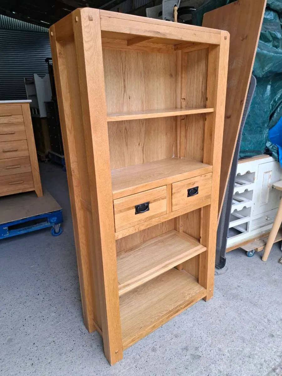 Large Solid Oak Bookcase with drawers (DELIVERY) - Image 3