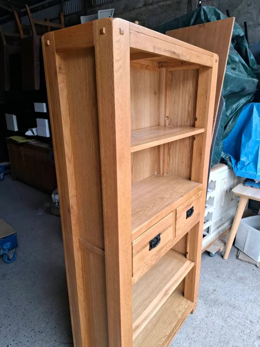 Large Solid Oak Bookcase with drawers (DELIVERY) - Image 4