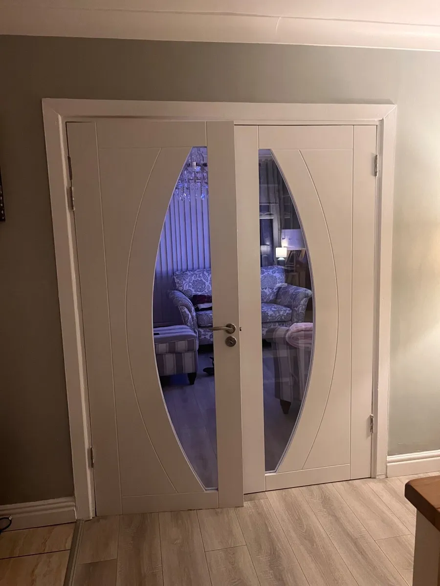 Beautiful white glass double doors