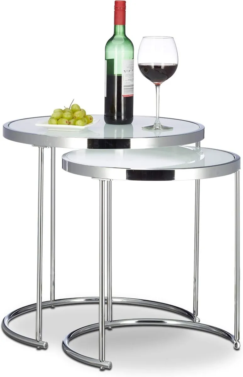 Nesting Tables Round Chrome Frame Modern Design - Image 1