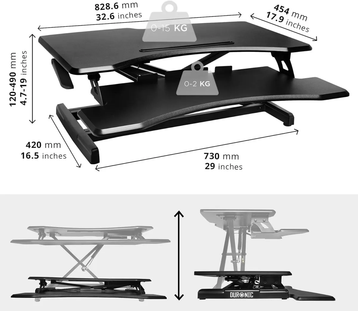 Duronic Standing Desk Converter Adjustable Sit - Image 2