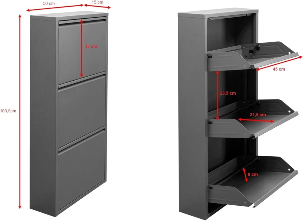 Shoe Cabinet Caruso 104x50x15CM Tilting Storage - Image 2