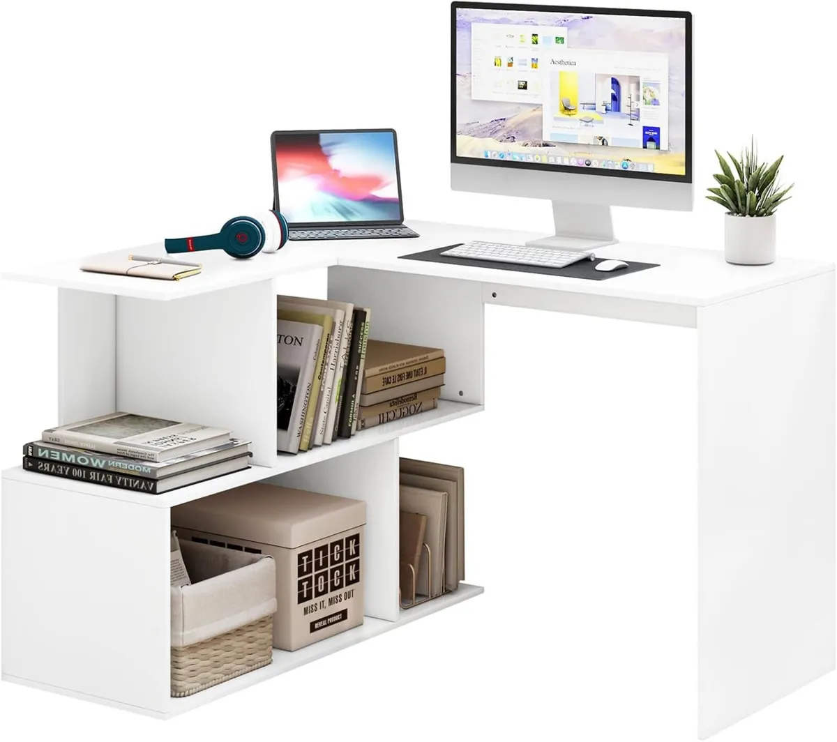 Computer Office Desk Wooden L-Shaped Corner - Image 1