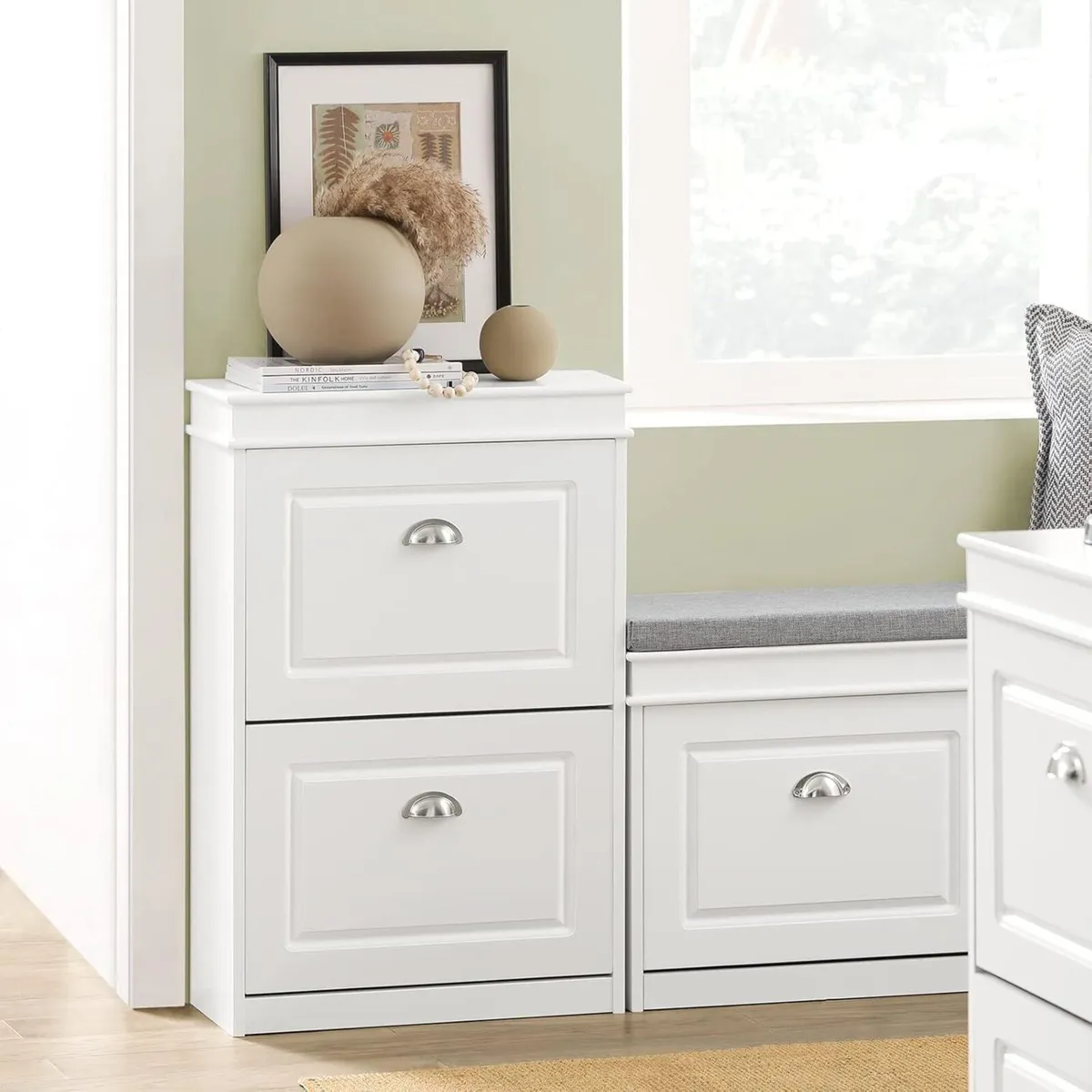 Shoe Storage Cabinet with 2 Flip Drawers Hallway - Image 2