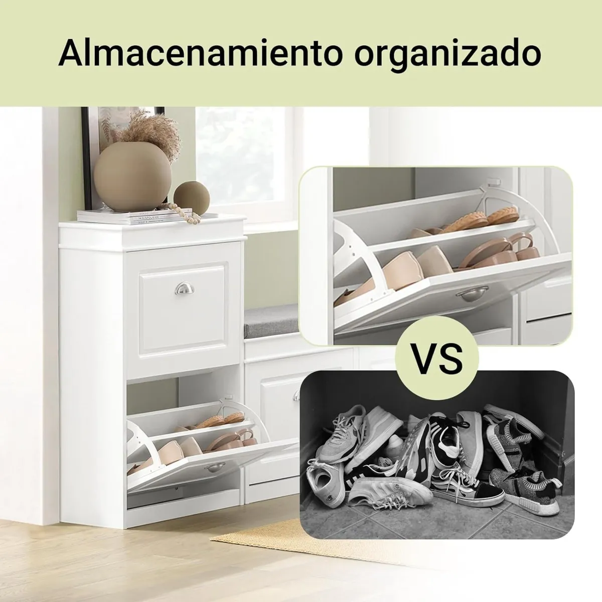 Shoe Storage Cabinet with 2 Flip Drawers Hallway - Image 4