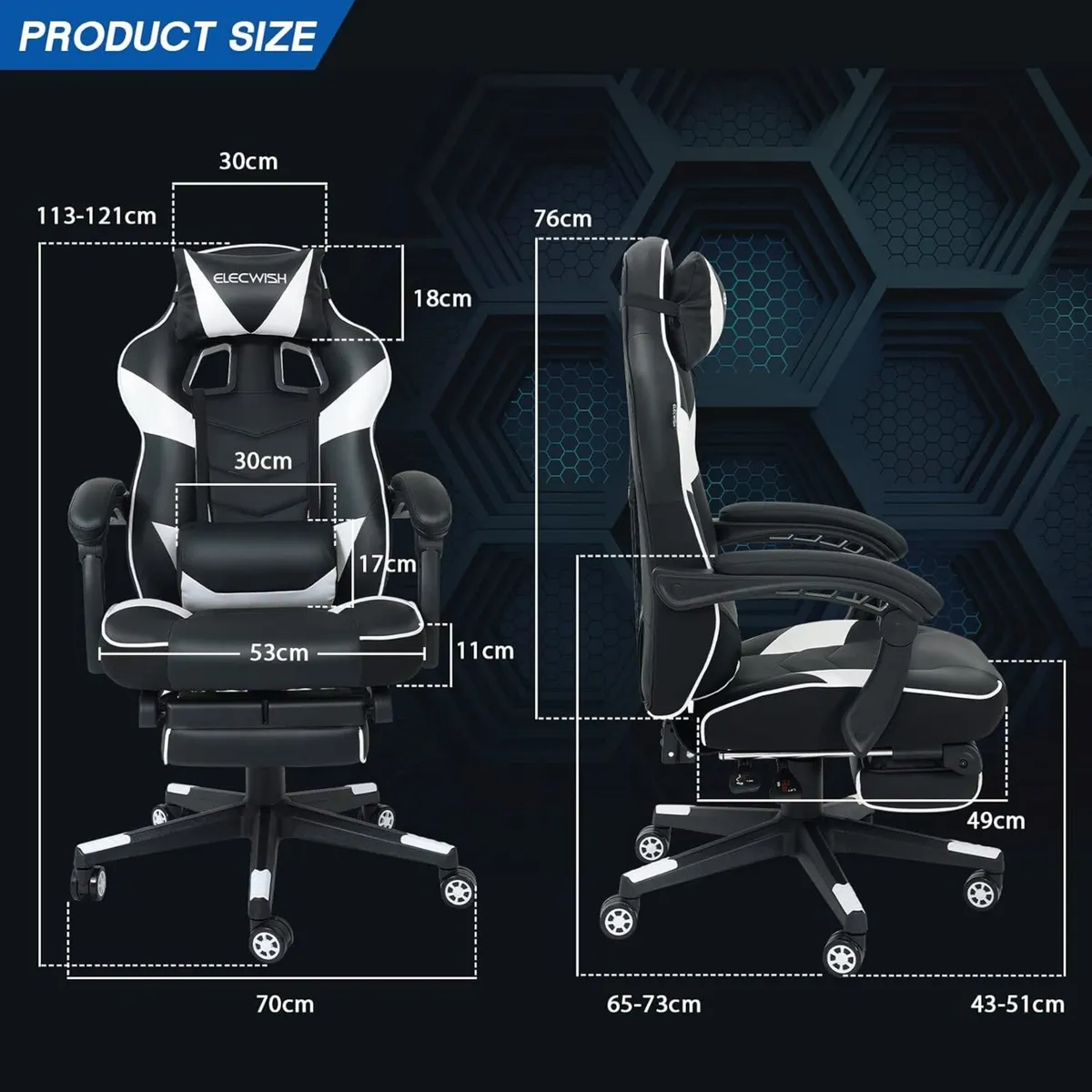 Computer Gaming Chair with Footrest - Image 2