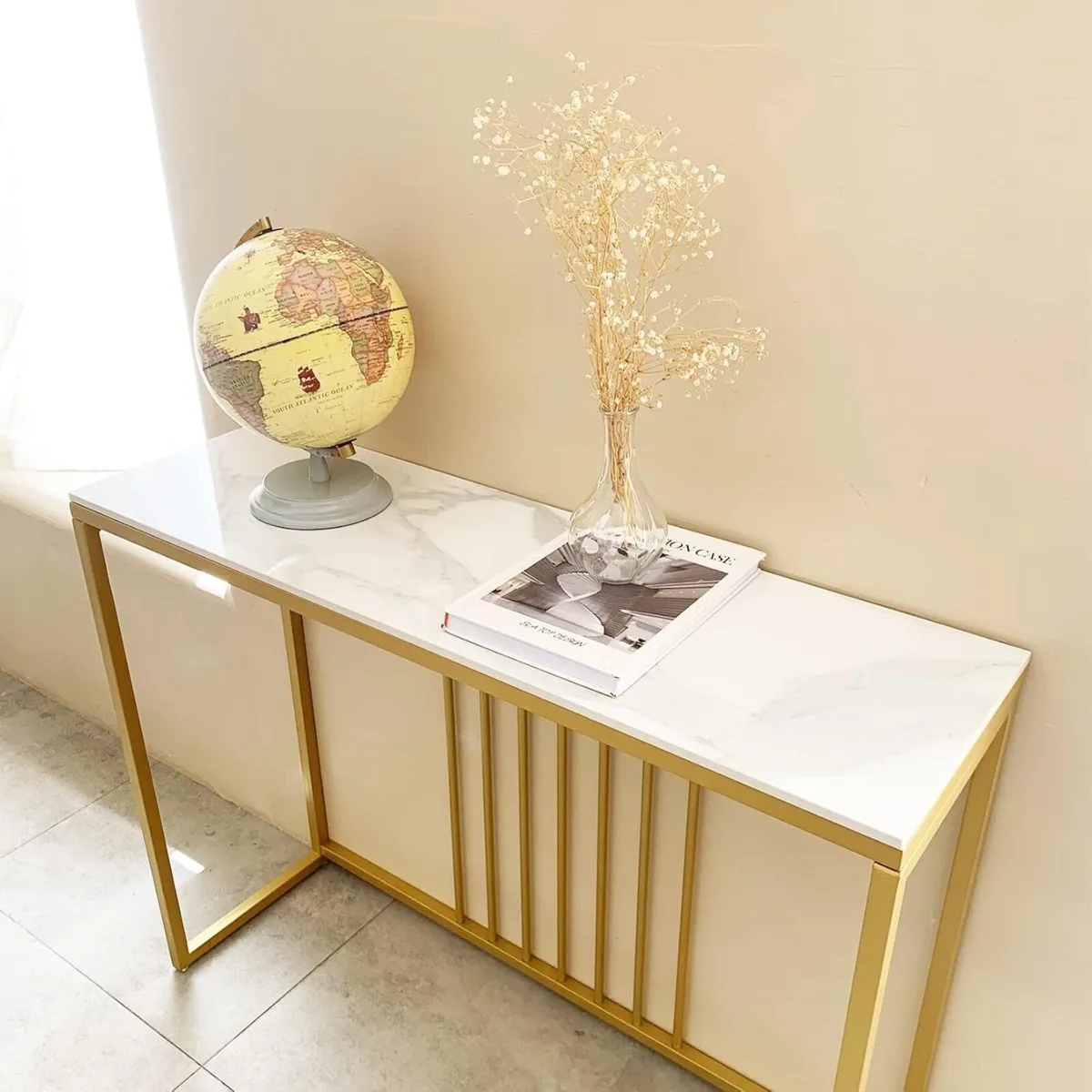 Entryway Console Table Hallway Decor : Marble Top - Image 4
