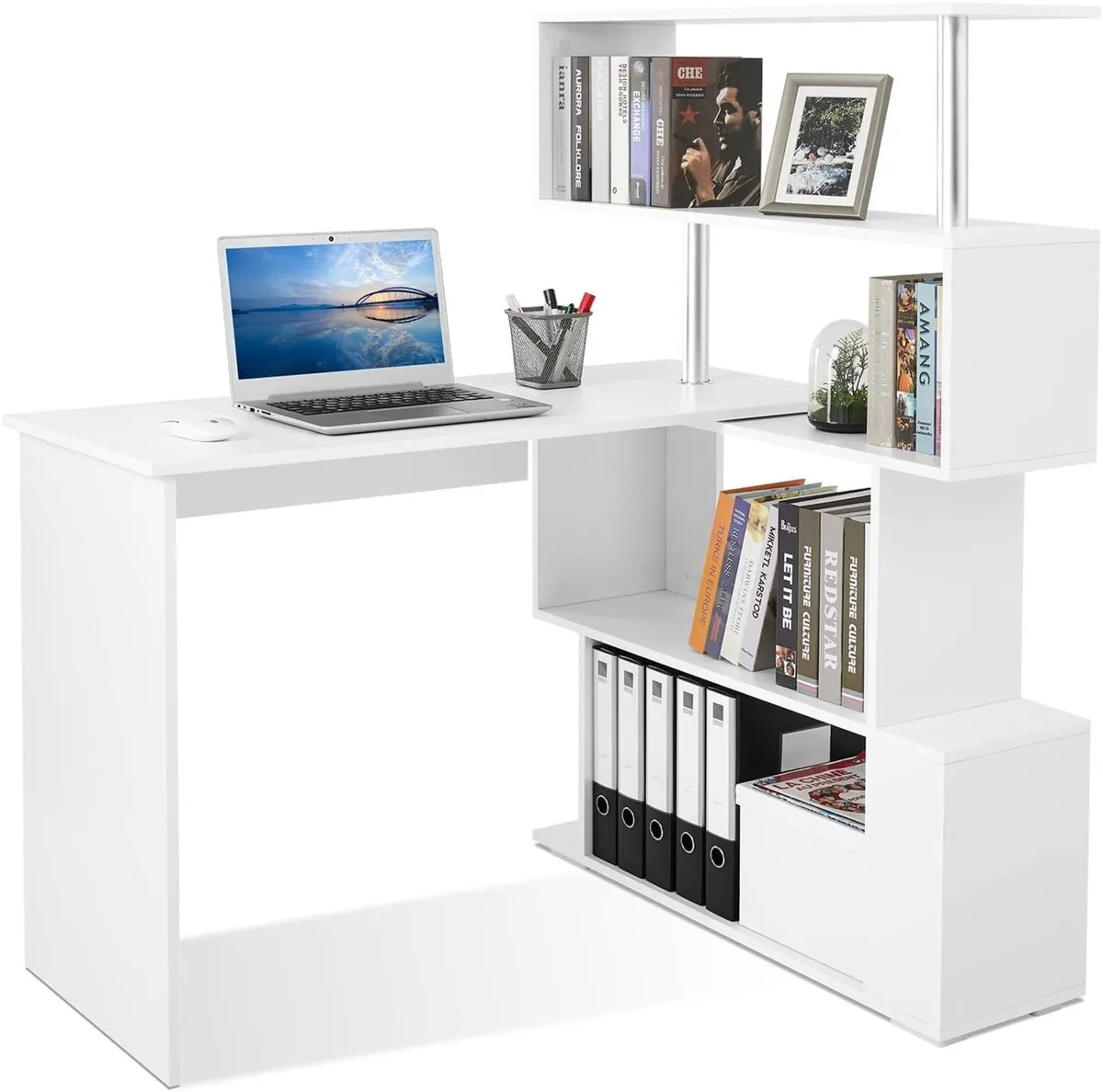 Computer Desk Corner with 4-Tier Storage - Image 1