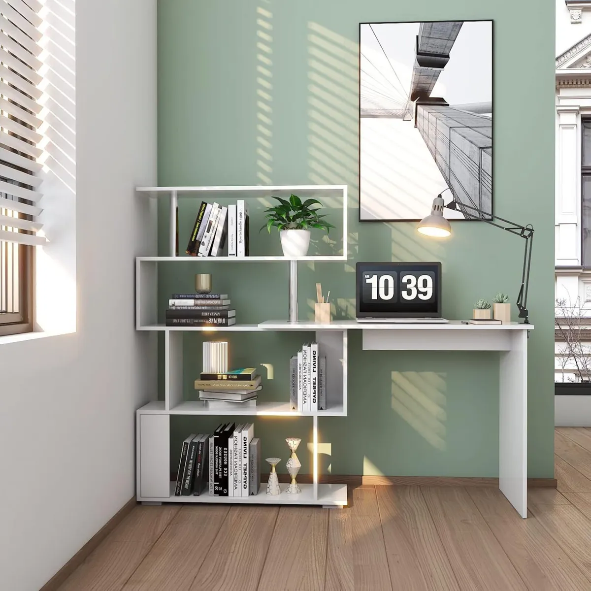 Computer Desk Corner with 4-Tier Storage - Image 2
