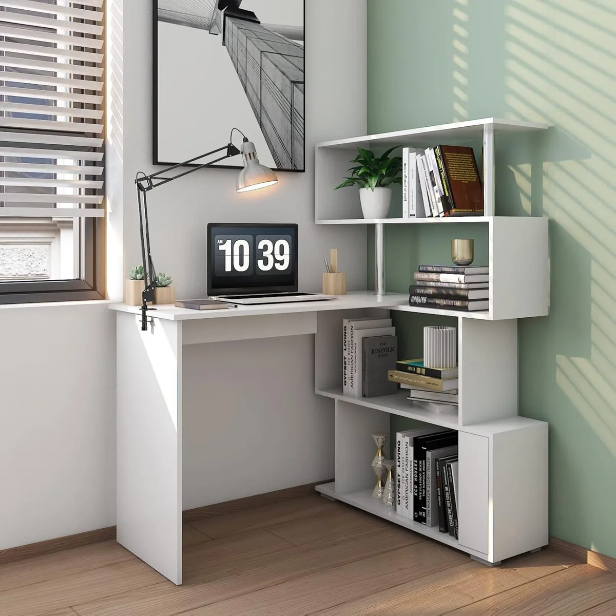 Computer Desk Corner with 4-Tier Storage - Image 4