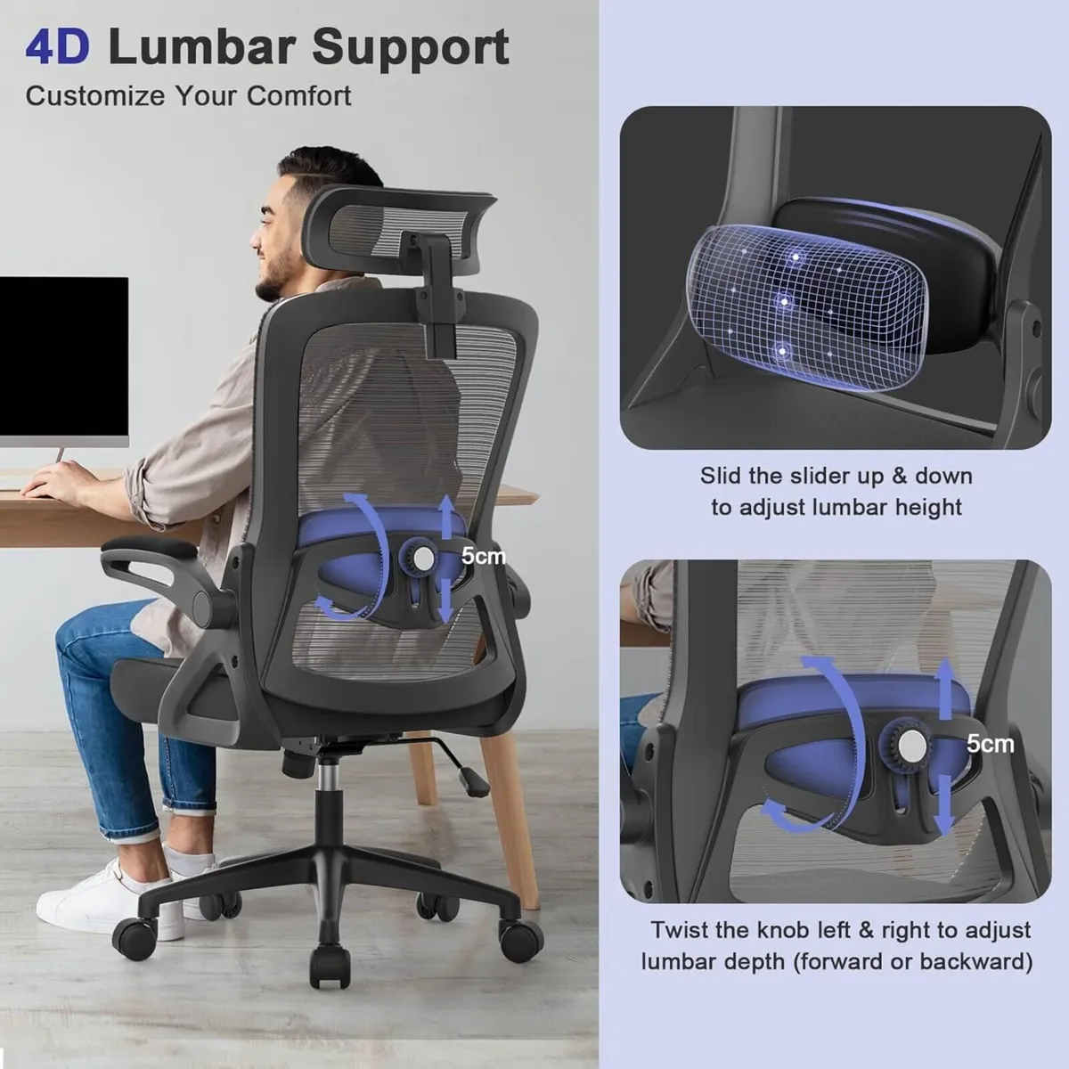 Office Chair Ergonomic with Lumbar Support - Image 3