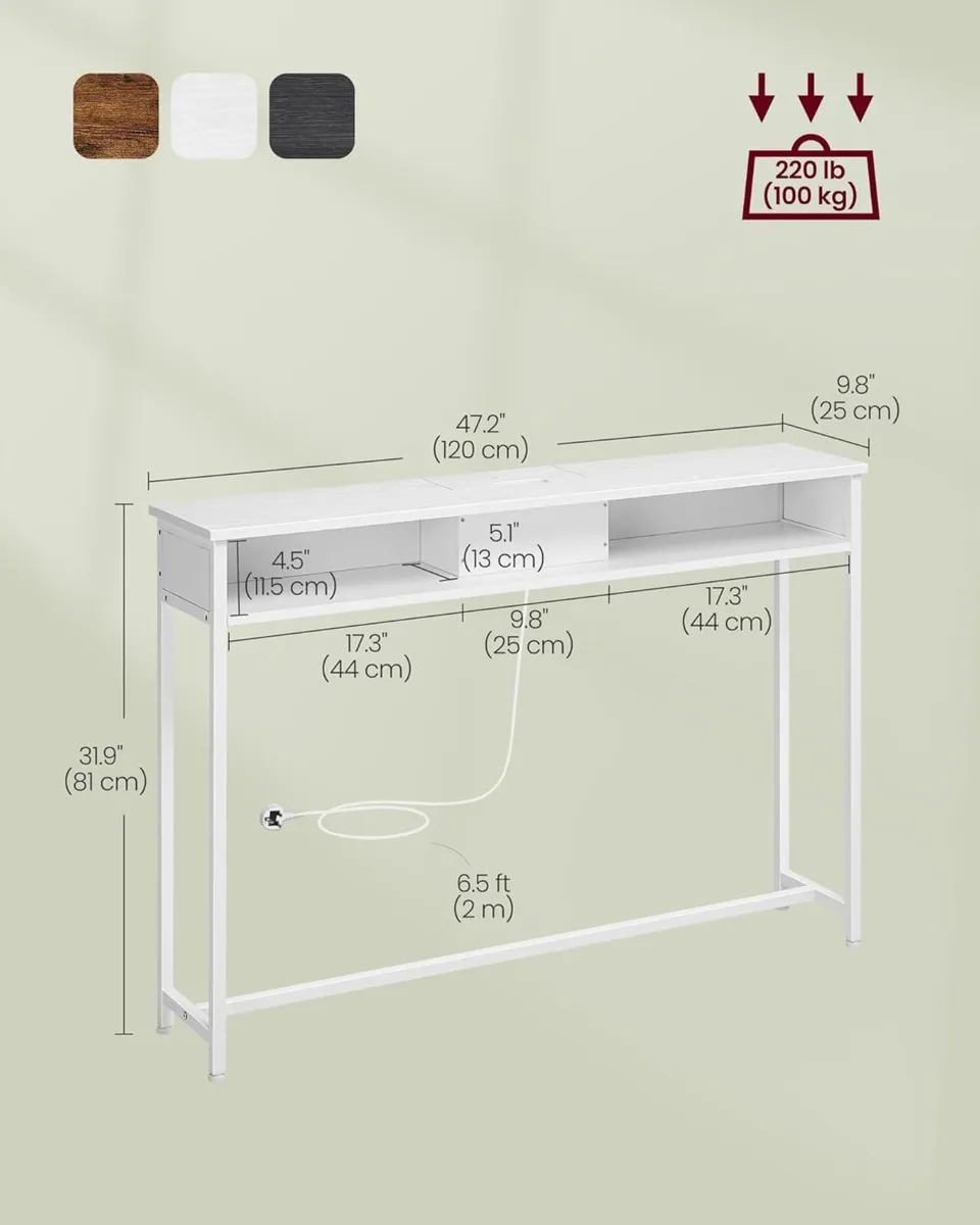 Console Table with Charging Station Slim - Image 2