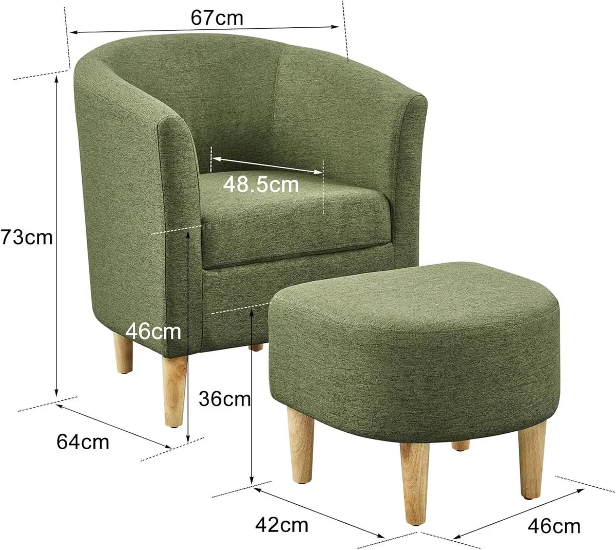 Modern Tub Chair and Footstool Set Comfy Accent - Image 2