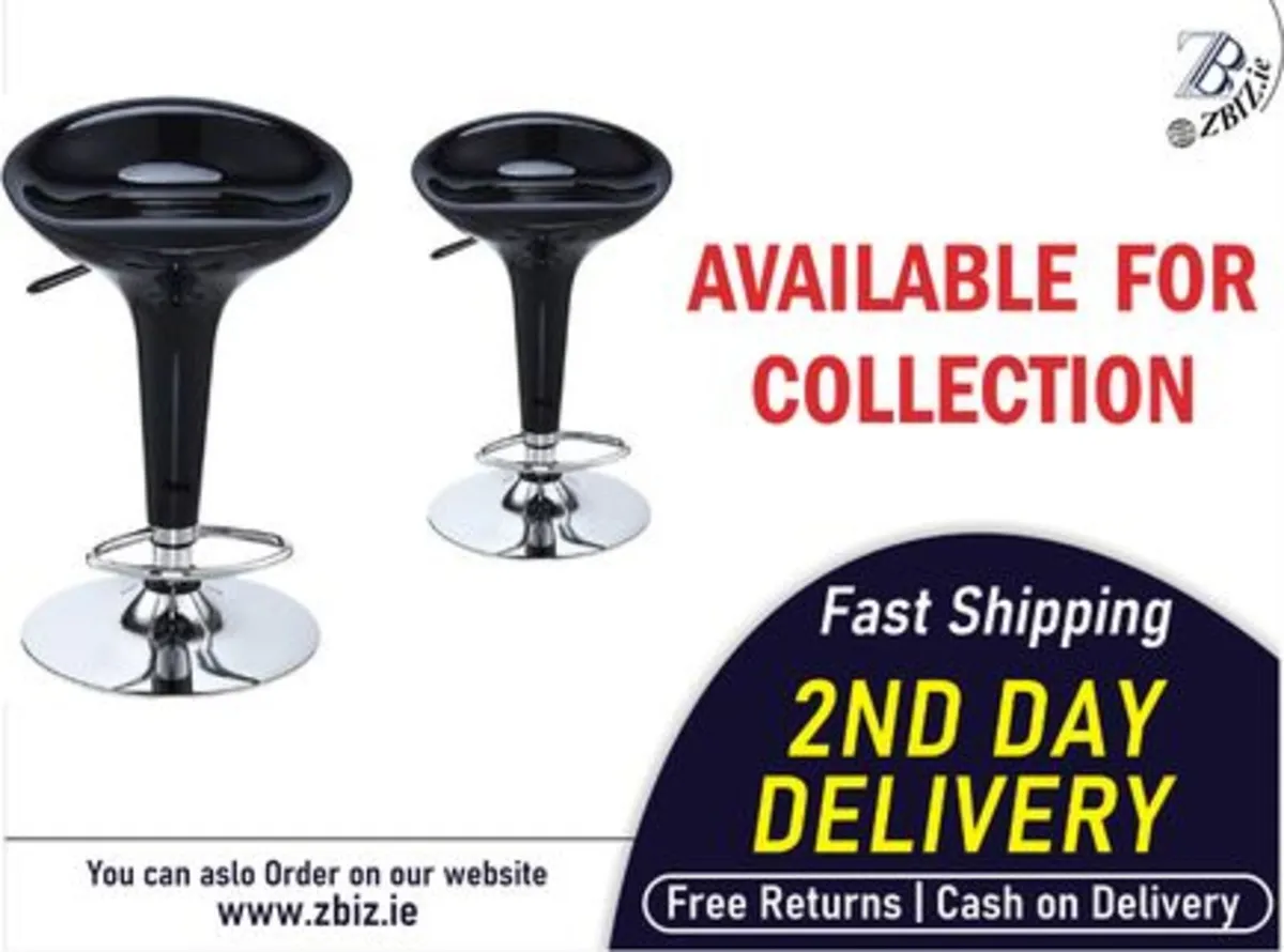 Bar Stools Set of 2 Swivel Gas Lift Chairs - Image 1