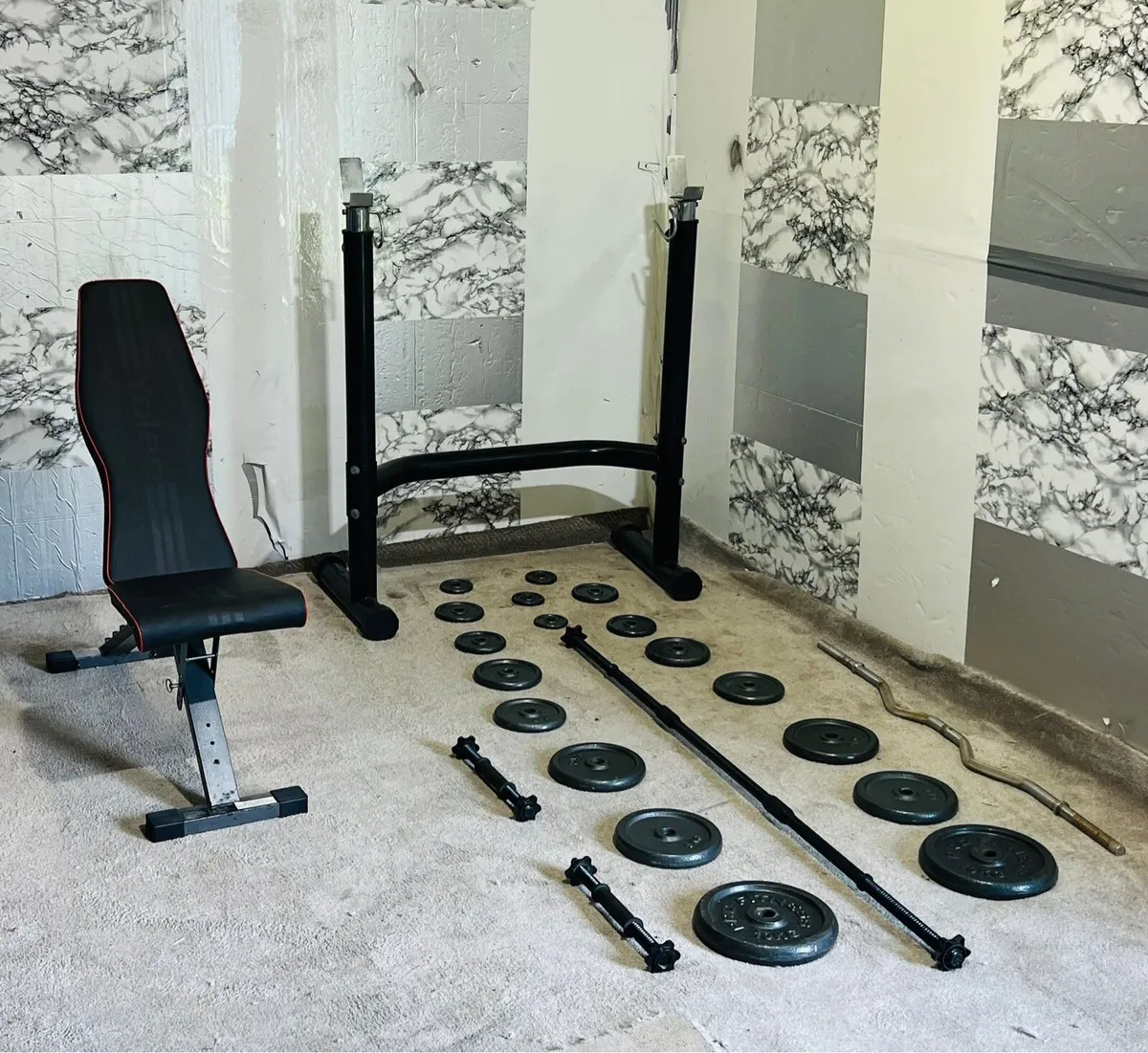 ADJUSTABLE RACK BENCH WEIGHTS BAR DUMBBELLS - Image 1