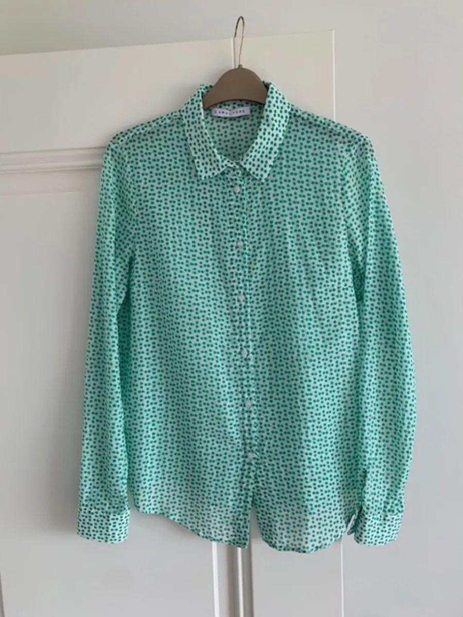 Caractere Shirt - Green Polka Dot [100% Silk] - Image 1