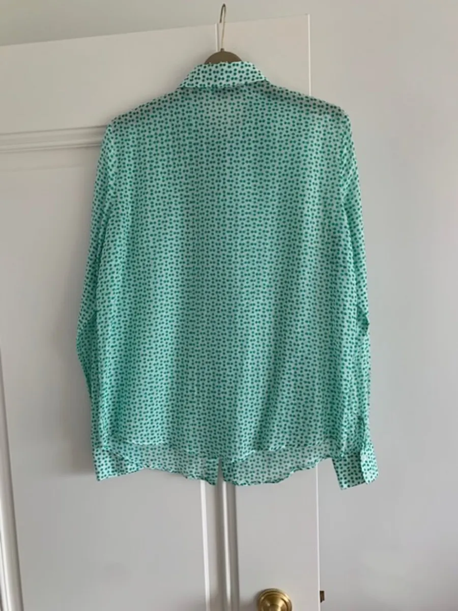Caractere Shirt - Green Polka Dot [100% Silk] - Image 2