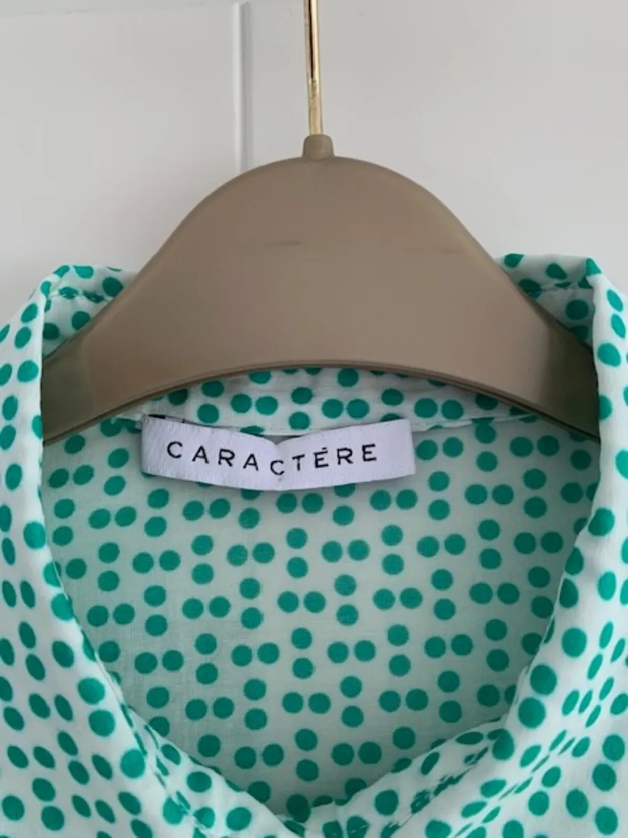 Caractere Shirt - Green Polka Dot [100% Silk] - Image 3