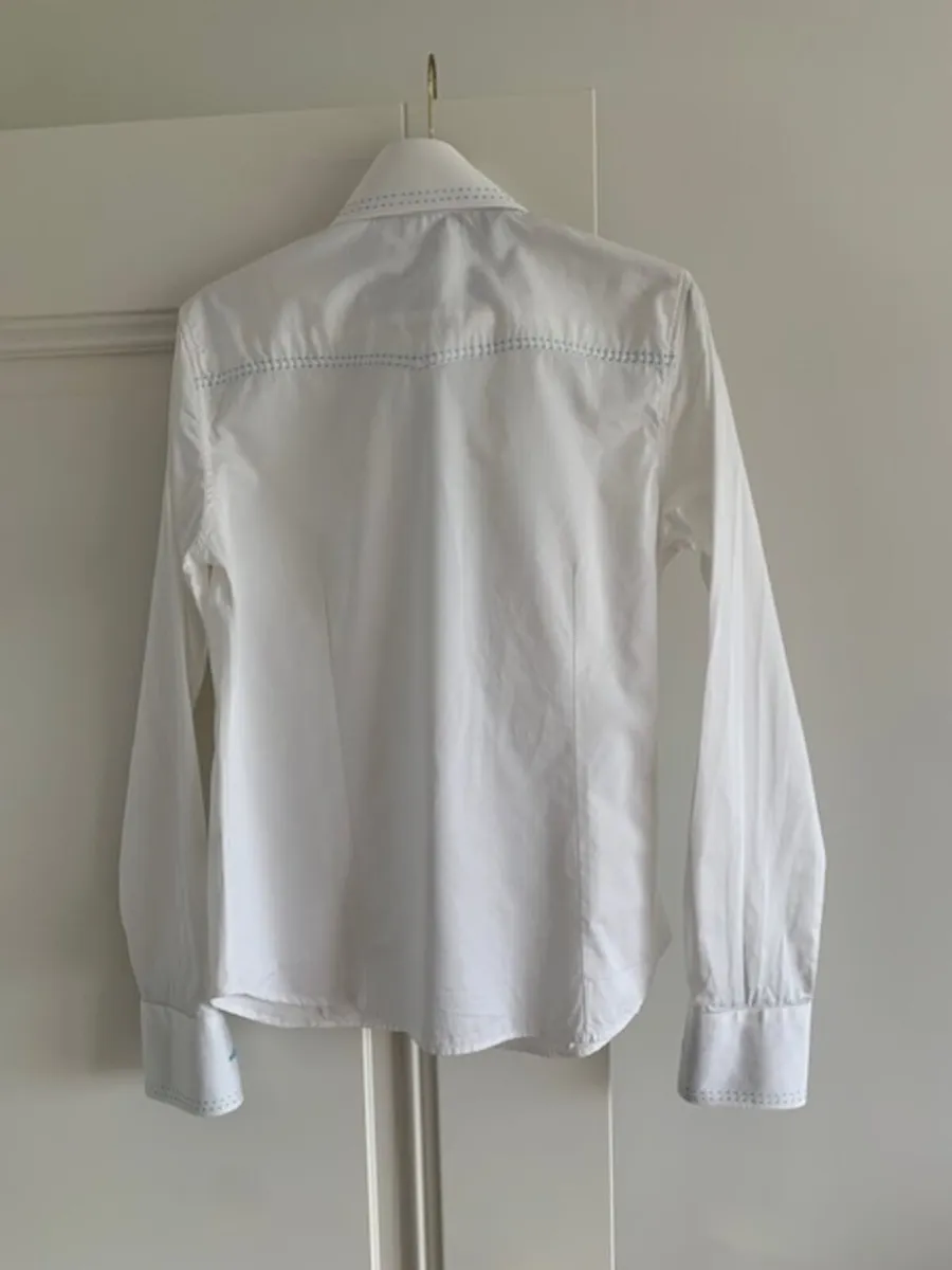 Stever Shine - White / Turquoise Cotton Shirt - Image 2