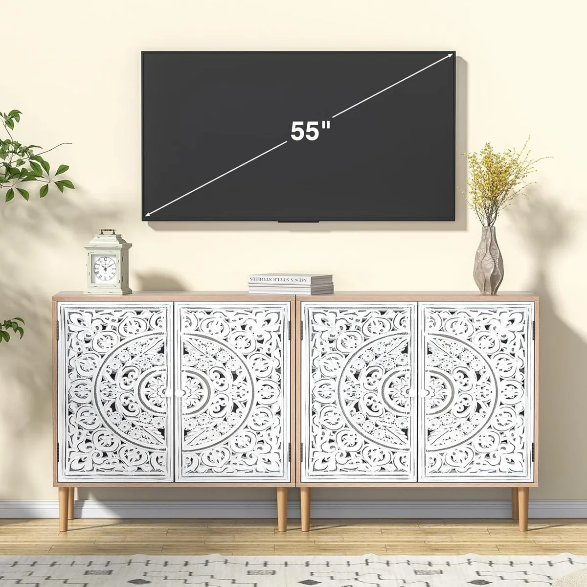 Storage Cabinet with 2 Doors Accent Wooden - Image 2