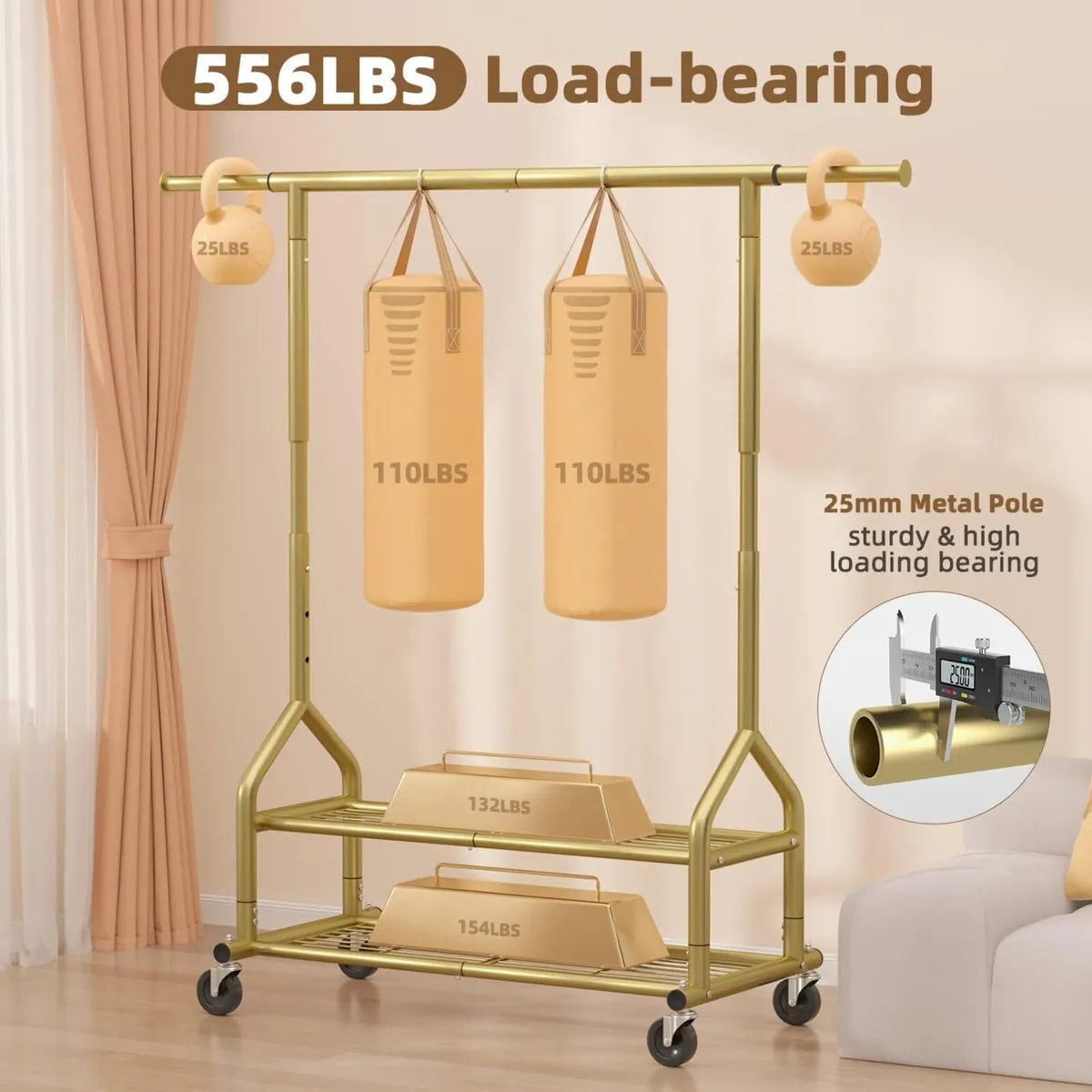 Heavy Duty Clothes Rail Clothing with Shelves - Image 4