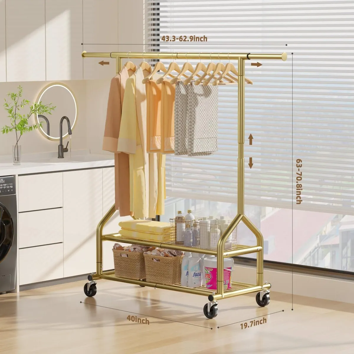 Heavy Duty Clothes Rail Clothing with Shelves - Image 2